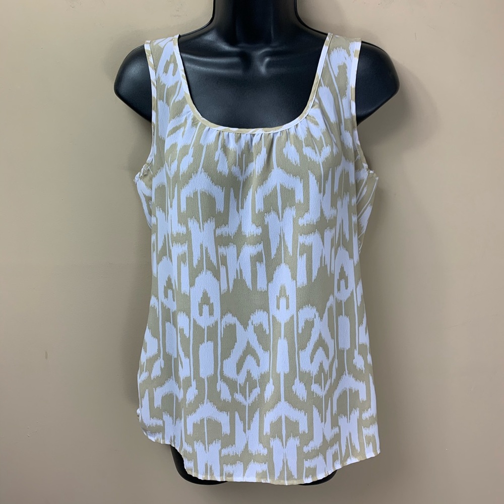a.n.a Tan and White Ikat Pattern Tank Top